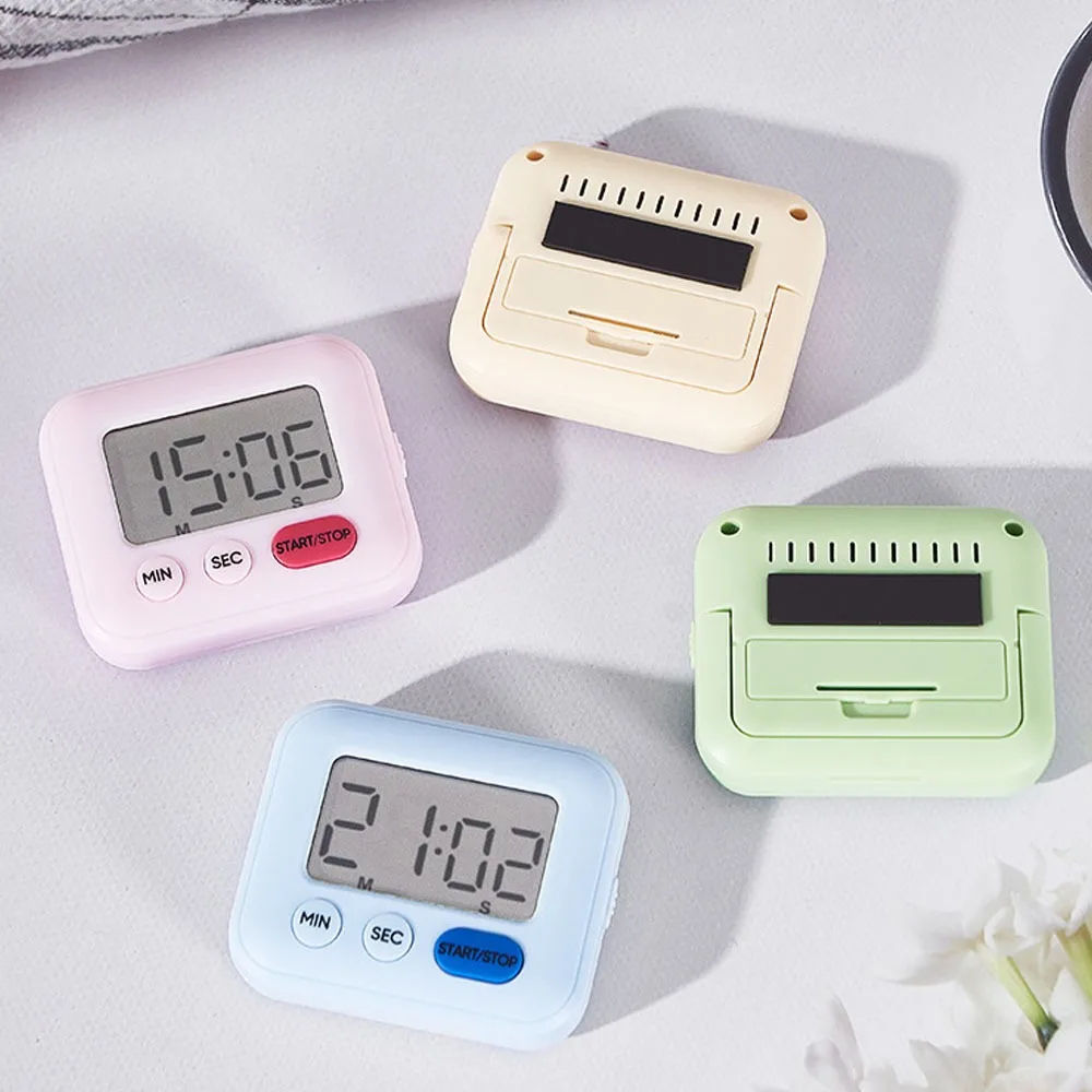 Digital LCD kitchen timer with on/off switch, mute and loud alarm, 24-hour clock, children, teachers, kitchen