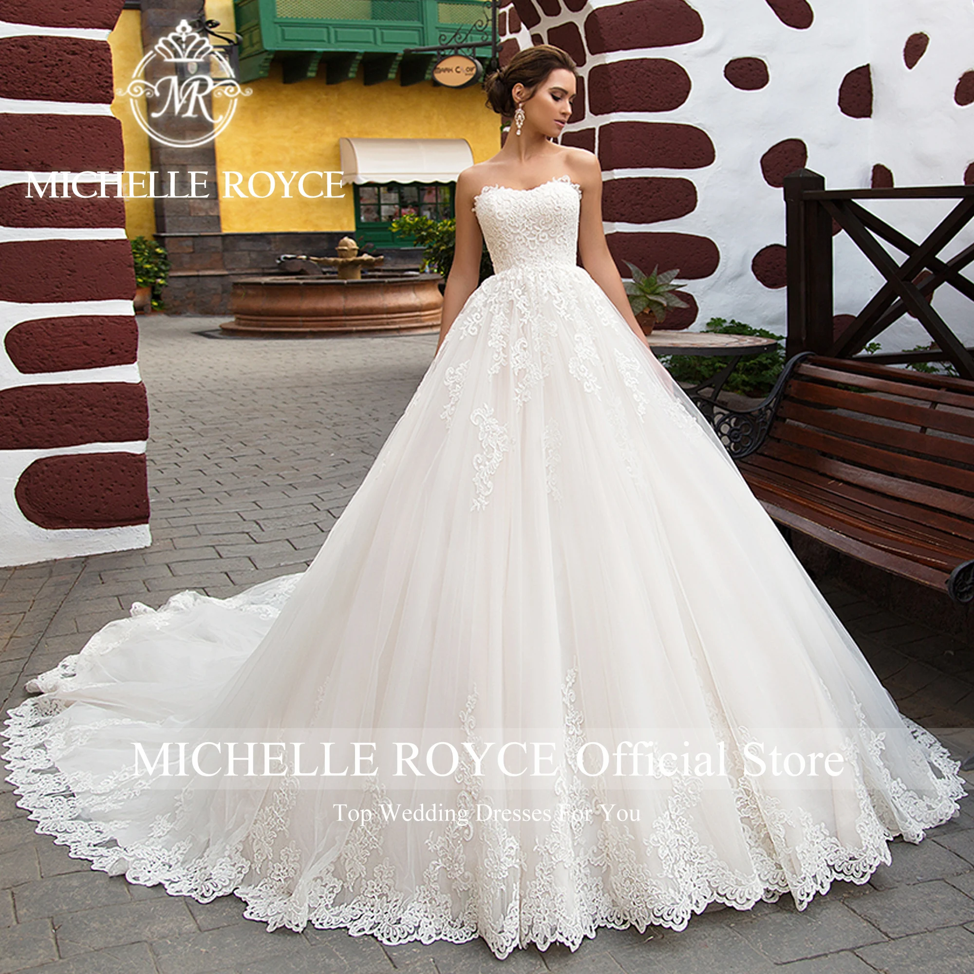 ميشيل رويس وصول جديد للنساء مع سترة قابلة للإزالة مثير الحبيب الأميرة ثوب زفاف Vestidos De Novia