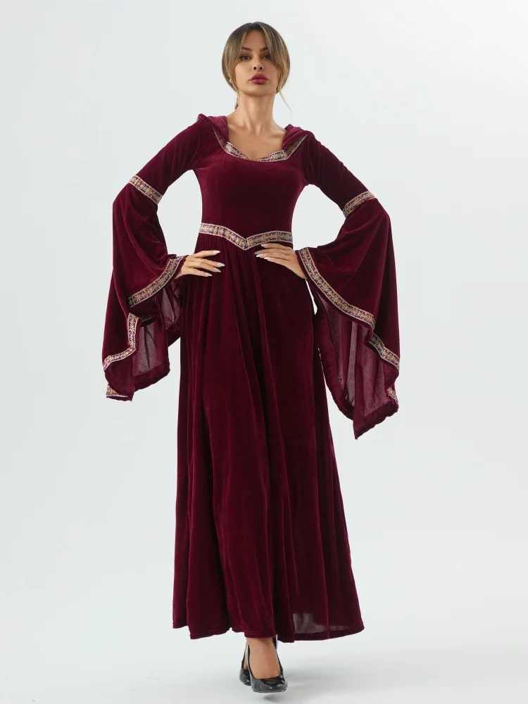 

Средневековые женские костюмы для косплея, головные уборы, вечерние костюмы на Хэллоуин, карнавал, принцесса, королева, ведьма, косплей, женская одежда для взрослых, платье