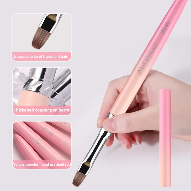 13 Stijl Roze Gradiënt Handvat Nail Art Penselen voor Manicure Lijnen Schilderen UV Gel Extension Builder Pen Tekengereedschap