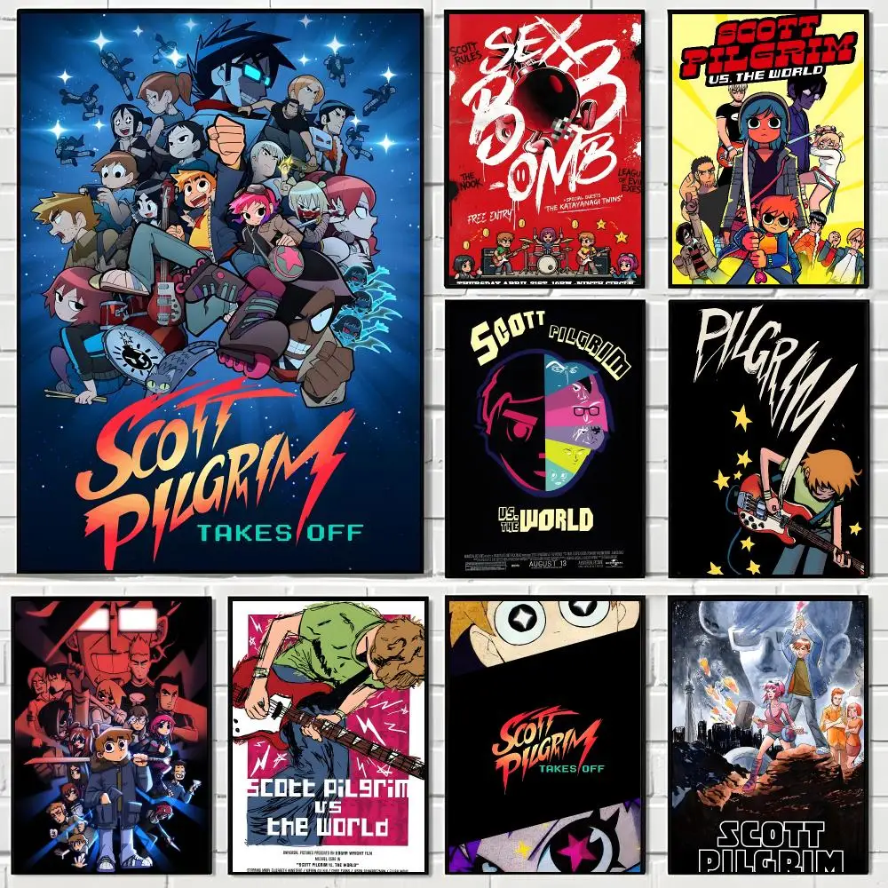 Anime Movies S-Scott Pilgrim vs. the World Poster Aesthetic Wall Art Canvas Poster Room Decoration Items Bedroom Decor