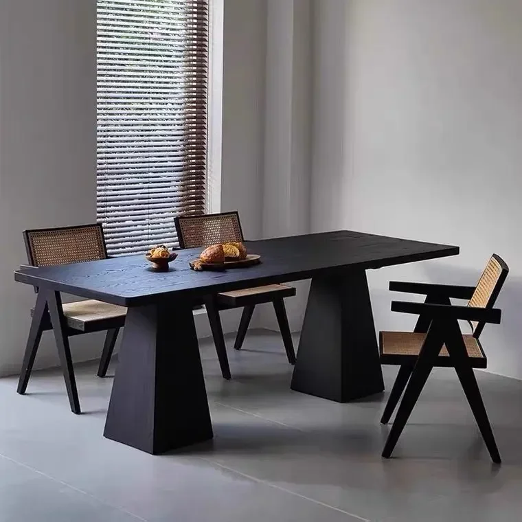 AAMedieval solid wood villa household rectangular dining table, French minimalist creative workbench conference table