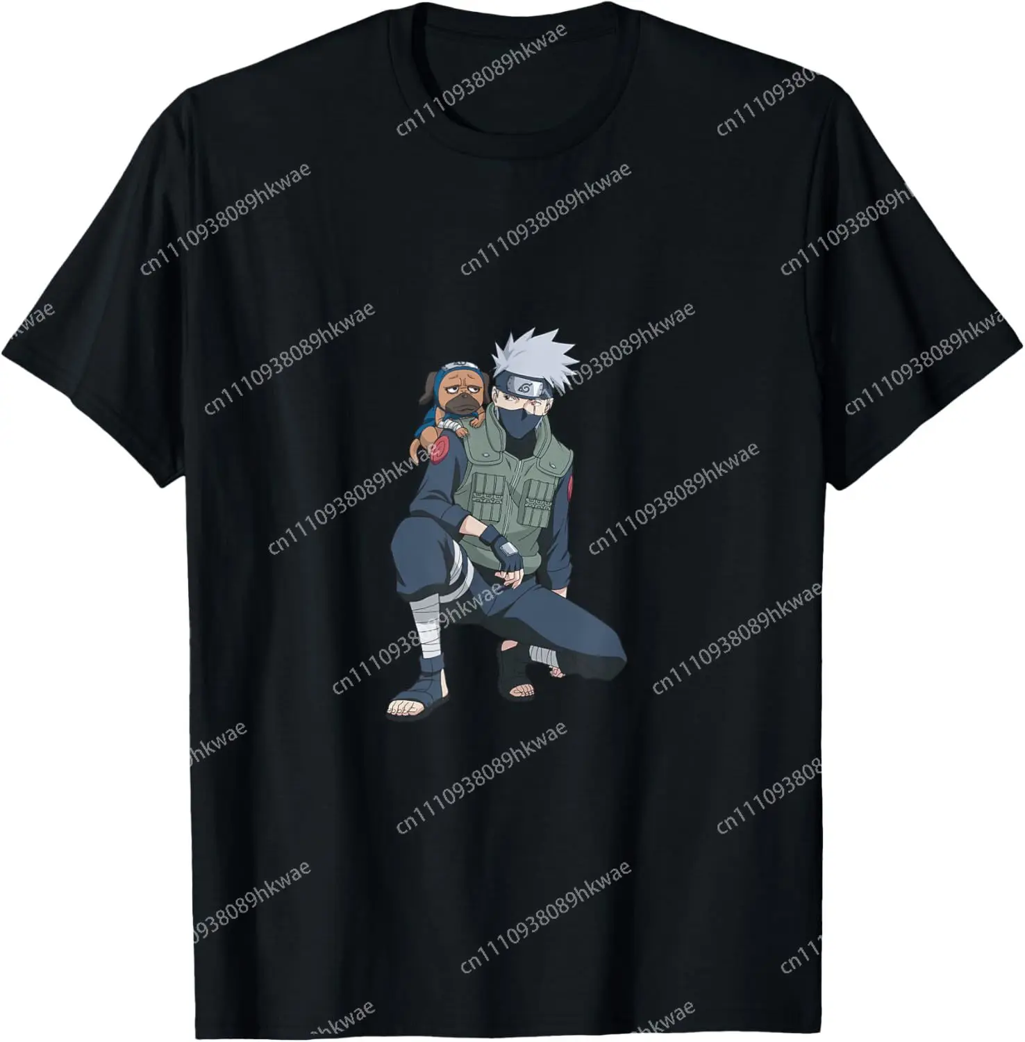 Camiseta divertida informal de Naruto Shippuden Kakashi y Pakkun, S-6XL, pequeña