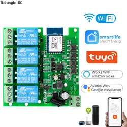 4CH Tuya Relay Smart Wireless Wifi Switch Module 7-32V 85-250V 220V 110V 2200W RF433 10A Receiver For Alexa