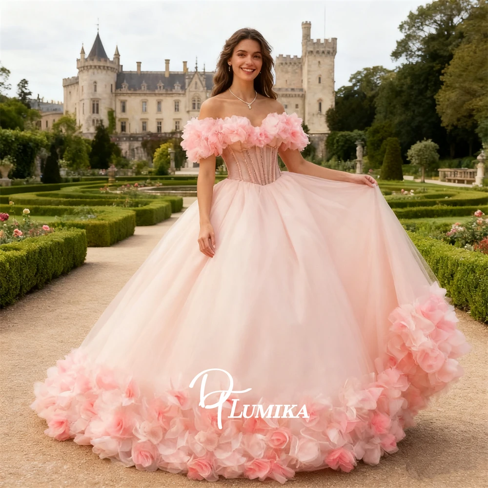 

Flower Fairy Sweet 15 Dresses for Teens with Off Shoulder Sleeves, Customized Womens Quinceanera Dresses Party Prom Ball Gown