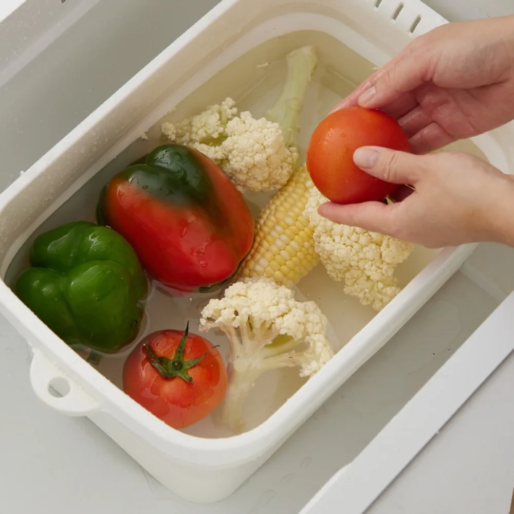 

Durable Foldable Vegetable Washing Basin Silicone Space Saving Vegetable Sink Tub Hangable Laundry Tub Outdoor