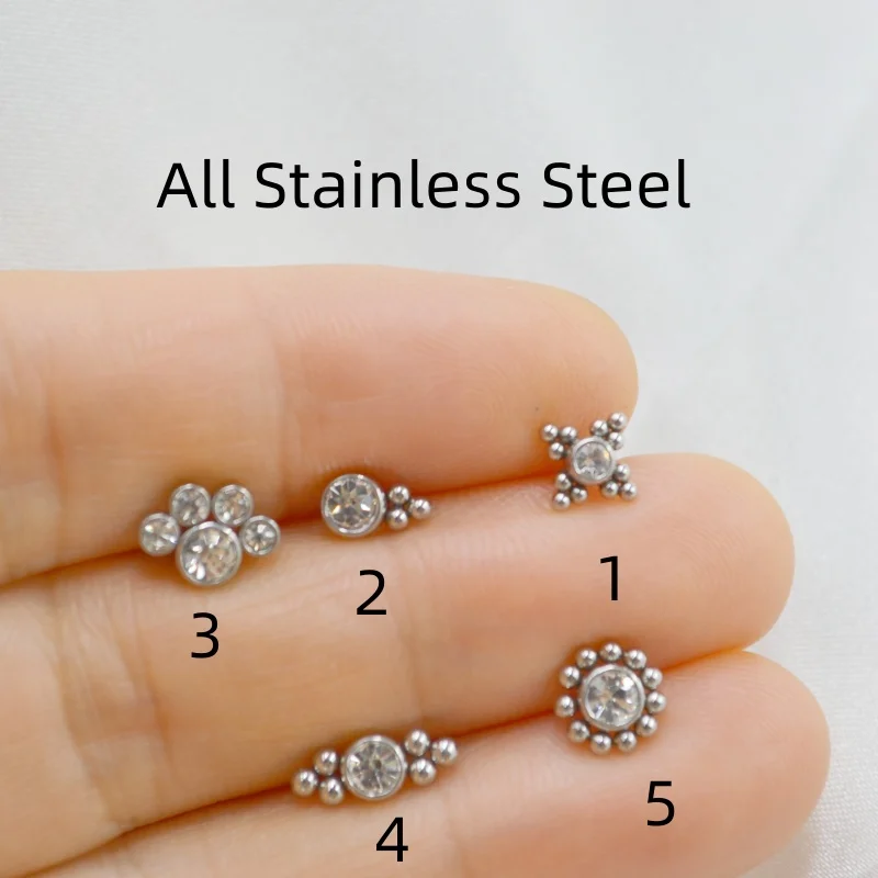 

50Pcs Wholesale Body Piercing jewelry- 16G Ball Gem Lip Bar Labret Stud Monroe Tragus Piercing Ear Helix Cartilage Earring