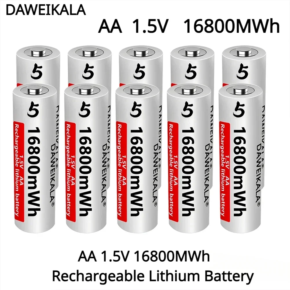 2025 New AA 1.5V 16800MWh Rechargeable Lithium ion Battery for Remote Control Mouse Fan Electric Toys