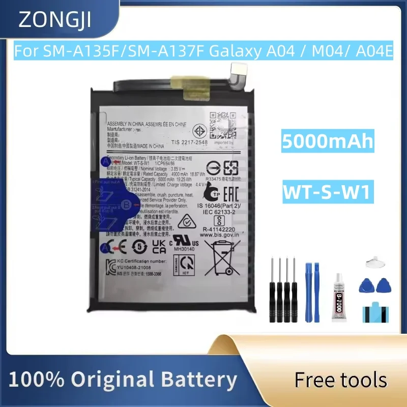 

Новый аккумулятор WT-S-W1 5000 мАч для SM-A135F/SM-A137F Galaxy A04/M04/A04E, аккумуляторы + бесплатные инструменты