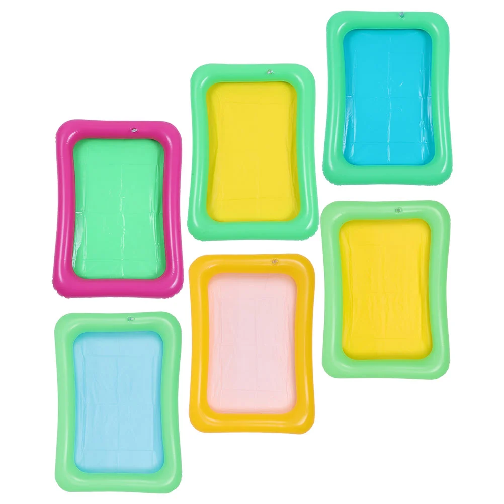 6 Pcs Inflatable Ice Bar Sand Floating Tray for Pool Party Supply Cooler Salad Food Rectangle