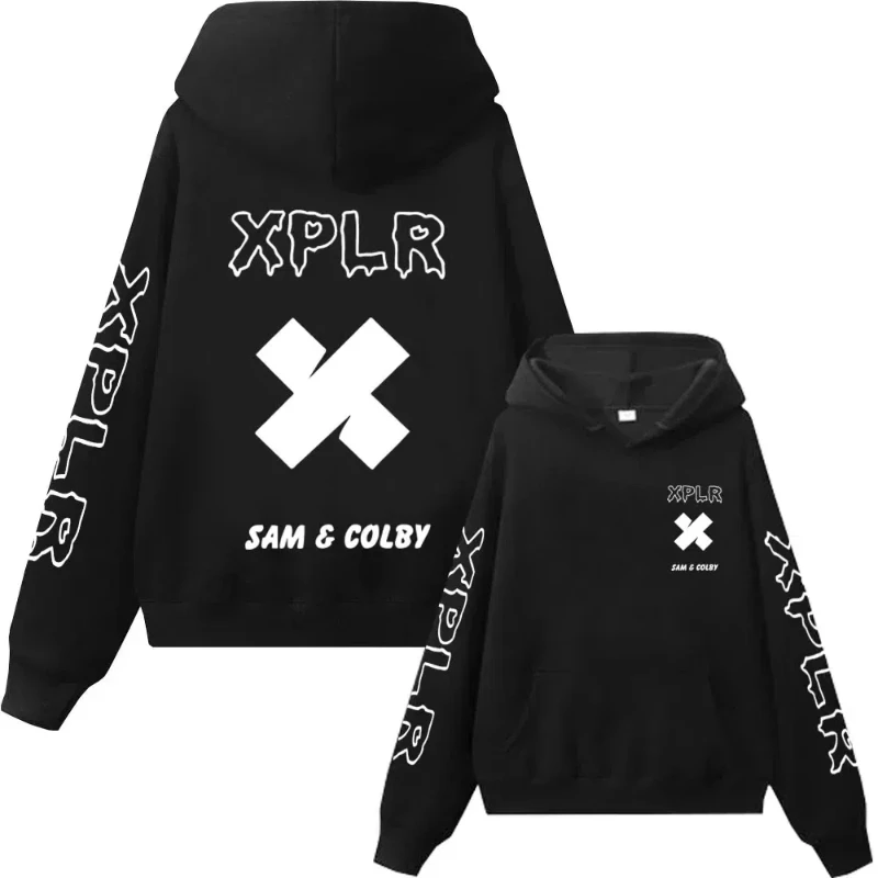 

2024, модная мужская толстовка с капюшоном Xplr Sam and Colby Chainlink Merch, толстовка с принтом в форме сердца, мужской и женский пуловер с длинными рукавами