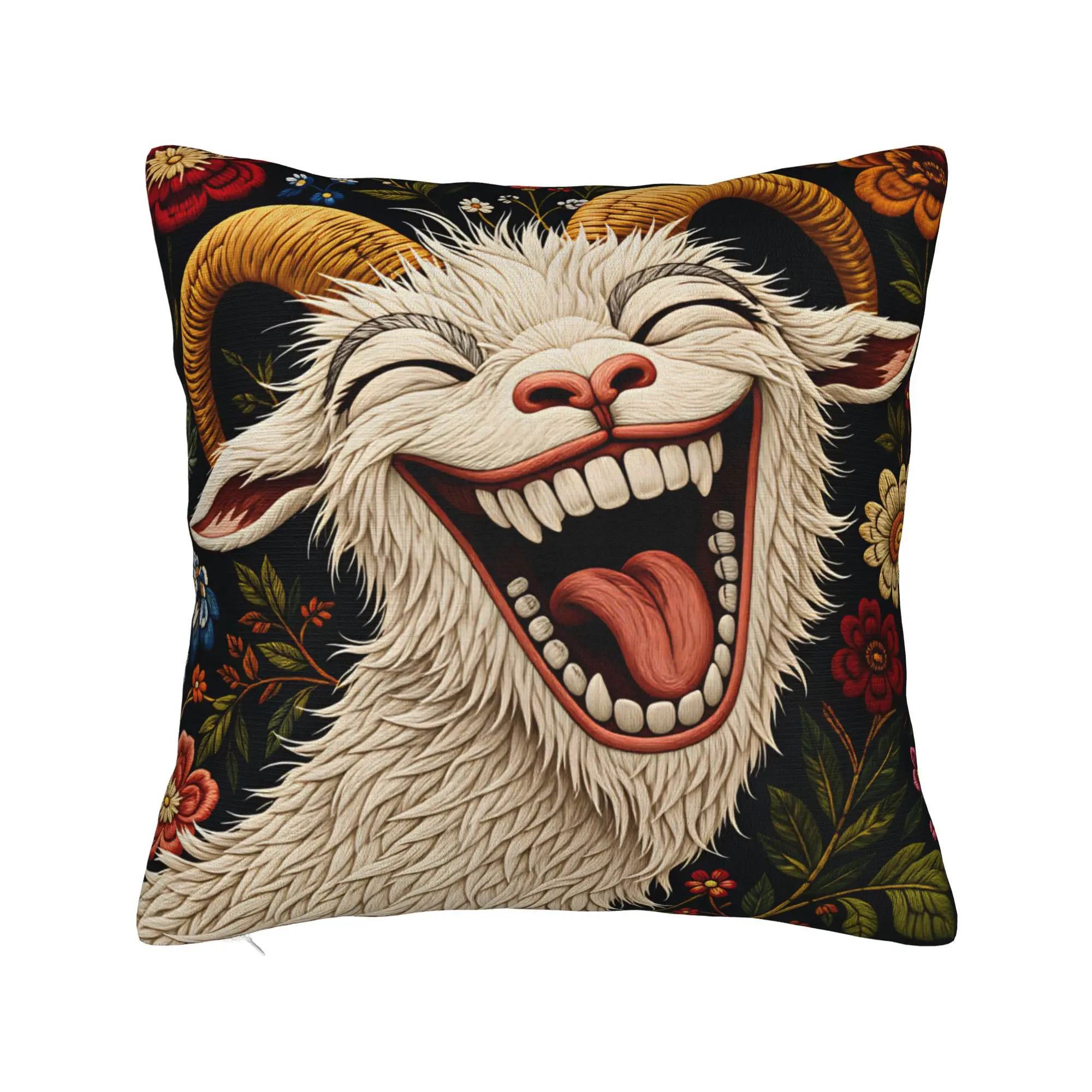 Pillow Case Screaming Goat  Square  Pillow Cover For Sofa Couch Bed Living Room Retro Trendy Pillowcases