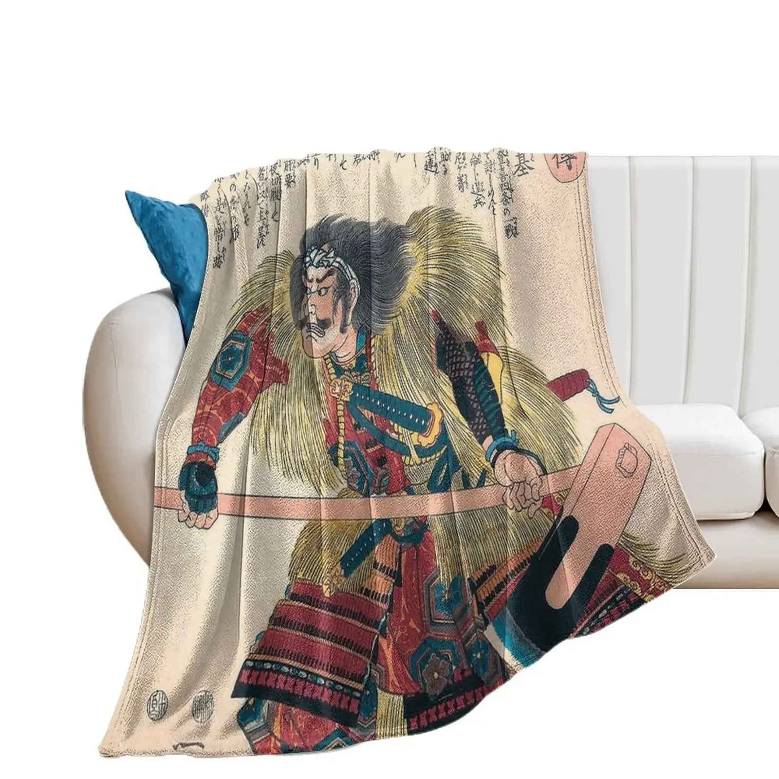 

Samurai Warrior Akashi Ridayu Hidemoto Throw Blanket Decoratives halloween anime bed plaid Blankets