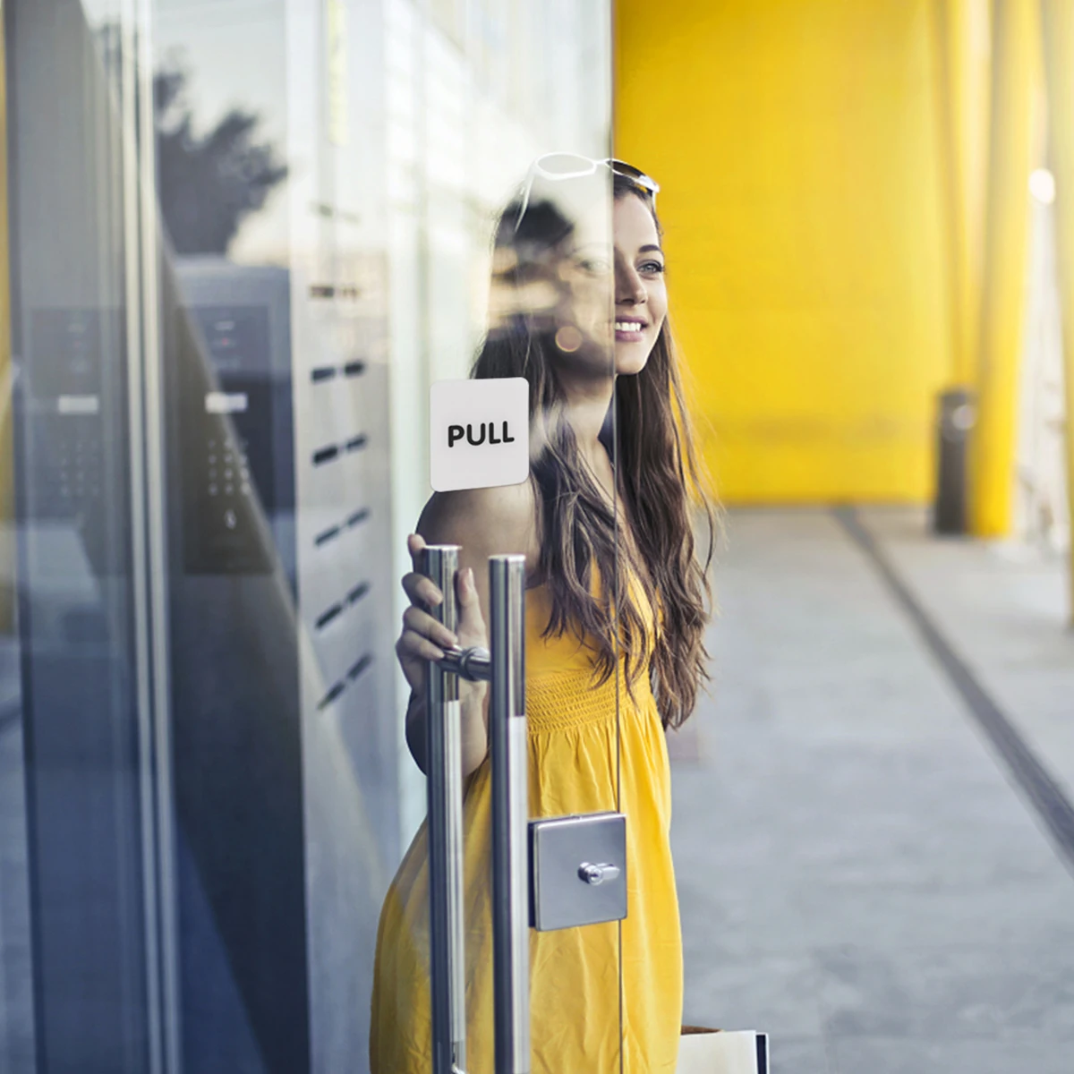 

1Pair Push Pull Door Sticker Self Adhesive Entrance Exit Sign Waterproof Wall Decal for Smooth Surfaces Like Glass Metal Tiles