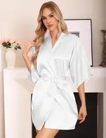 RB030 Sexy Large Size Sexy Satin Night Robe Lace Bathrobe Perfect Wedding Bride Bridesmaid Robes Dressing Gown For Women - Image 4