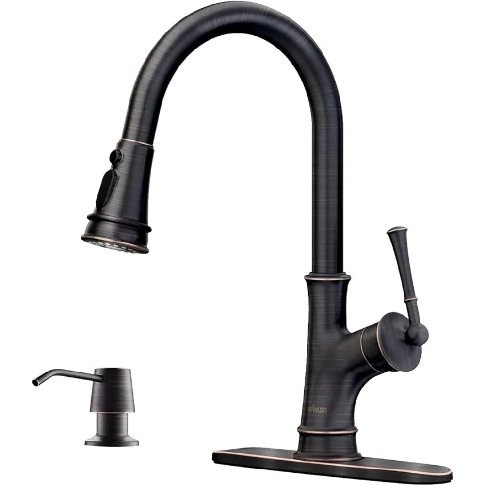 

Brass Made Oil Rubbed Bronze Sink Faucet for Kitchen Bathroom Accessories Single Handle High Arc Kitchen Sink Faucet Home Garden