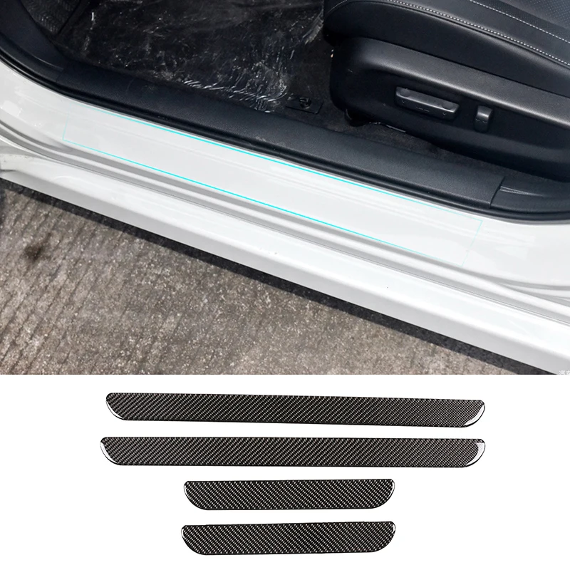 Car Interior Carbon Fiber Door Sill Protector Plate 3D Sticker Cover Trim Accessories For Honda Civic (FC/FK) 2016-2019