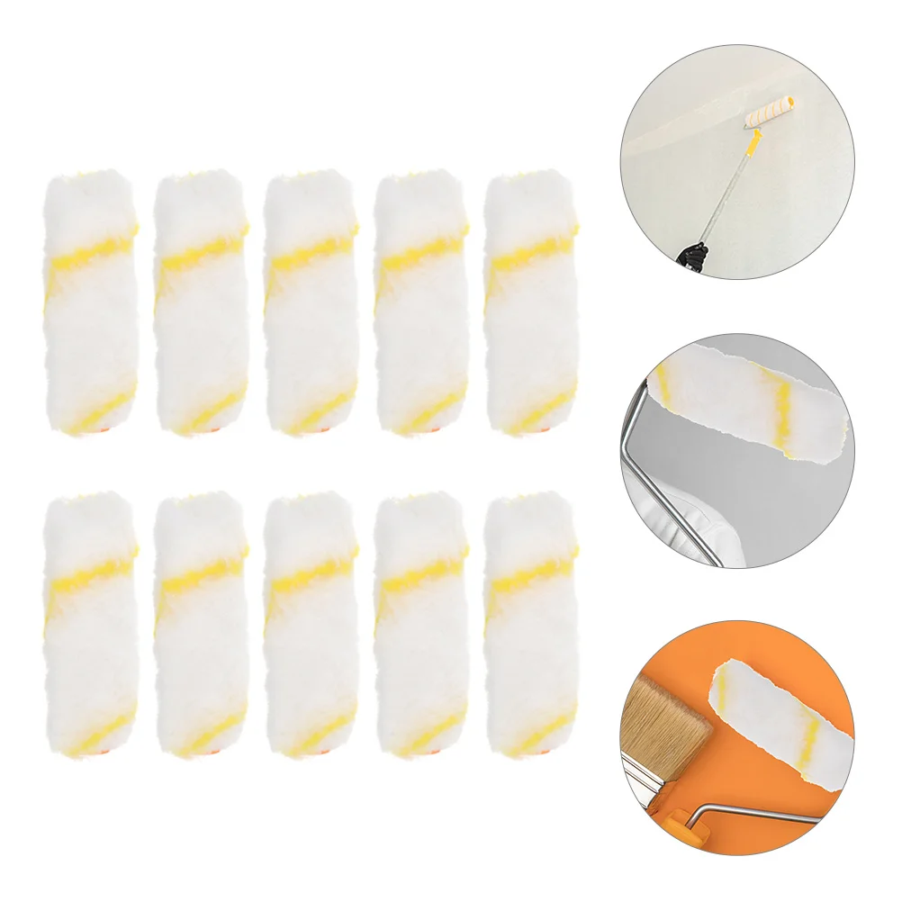 

10 Pcs Paint Supplies for House Painting 4 Inch Roller Rollers Naps Polyester Covers