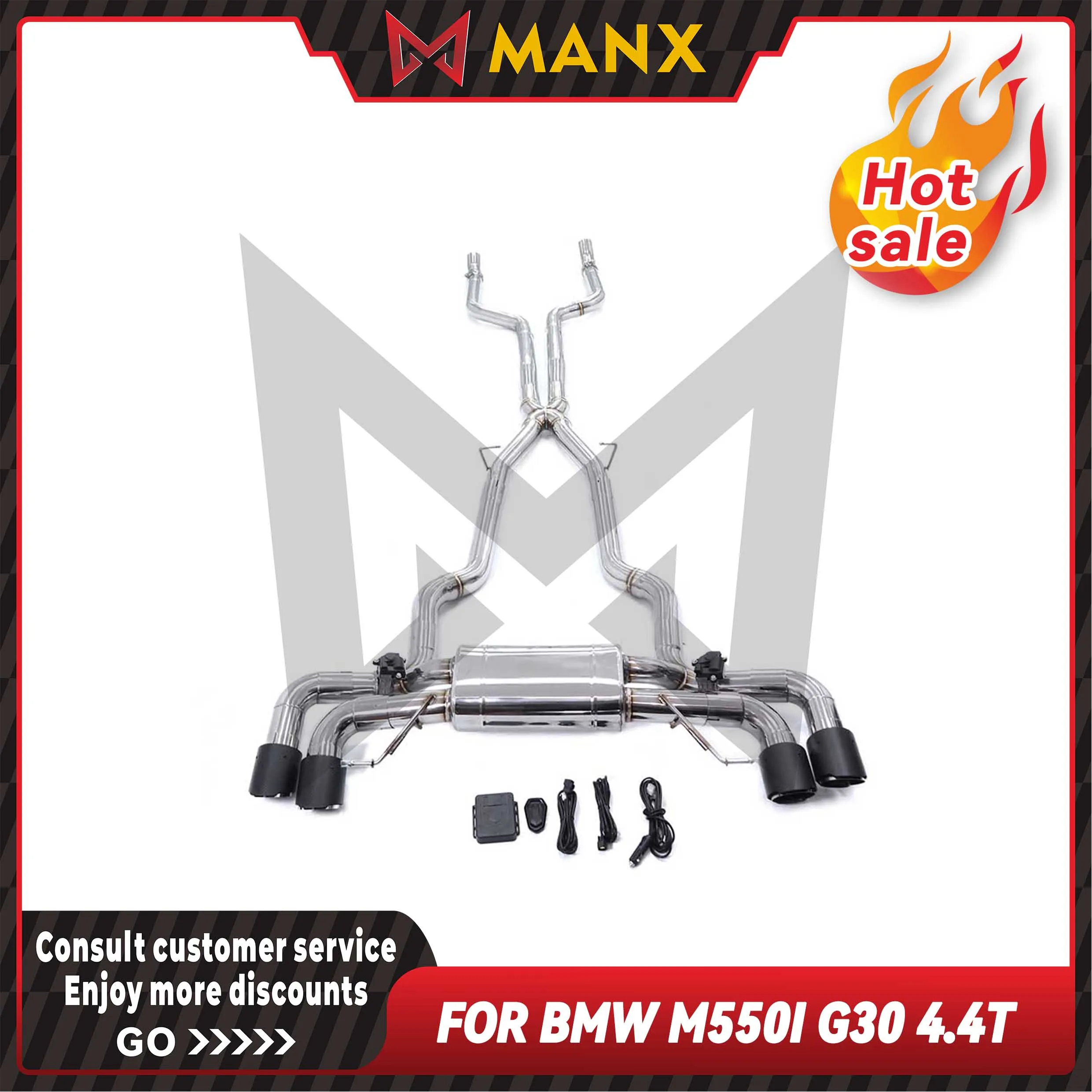 For BMW M550i G30 4.4T Car Exhaust system Stainless steels Catback Performance exhaust pipe with remote control valve