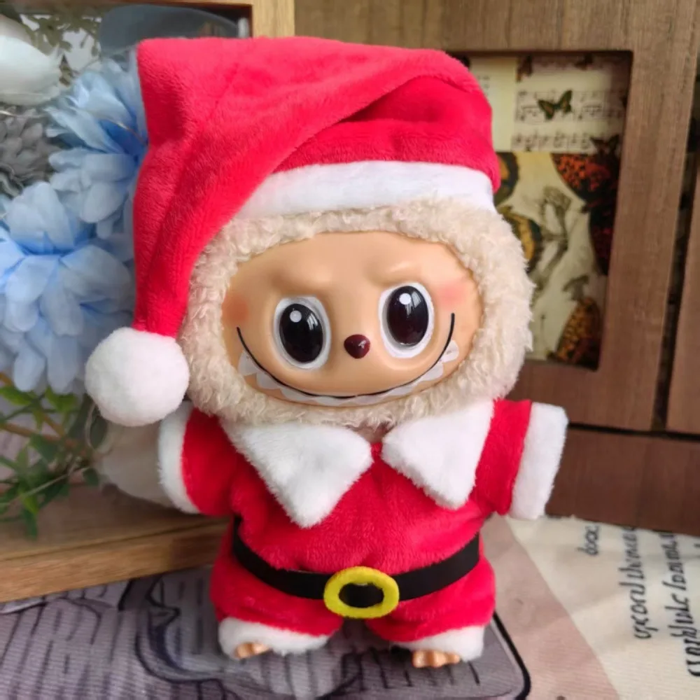 Ubranka dla lalek Labubu 15-17 cm, świąteczny zestaw: czapka, szalik, renifer, bałwan, mini pluszowa lalka, akcesoria, sukienka na Nowy Rok, prezent.