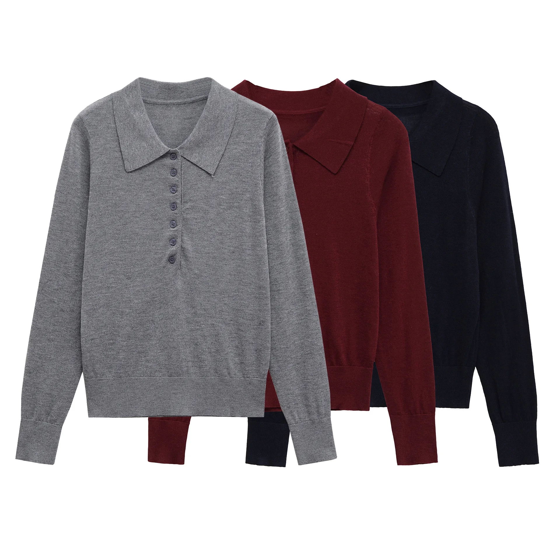 

New Autumn/Winter Fashion Casual Long Sleeve Turn-down Collar Single Breasted Knitting Solid Color Slim Fit Sweater,3 Colors