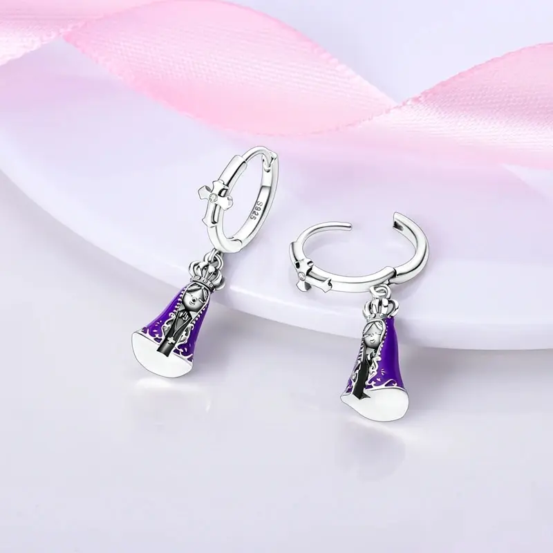 2024 New Sterling Silver S925 Blue Madonna Zircon Earrings And Eardrop Simple Fine Jewelry Women Girls Fashion Party Gift