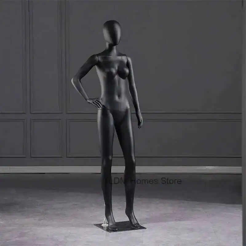 

Mannequin Props Female Full Body Human Dummy Black Gold Face Hollow Mannequin Women's Clothing Store Clothes Display Stand