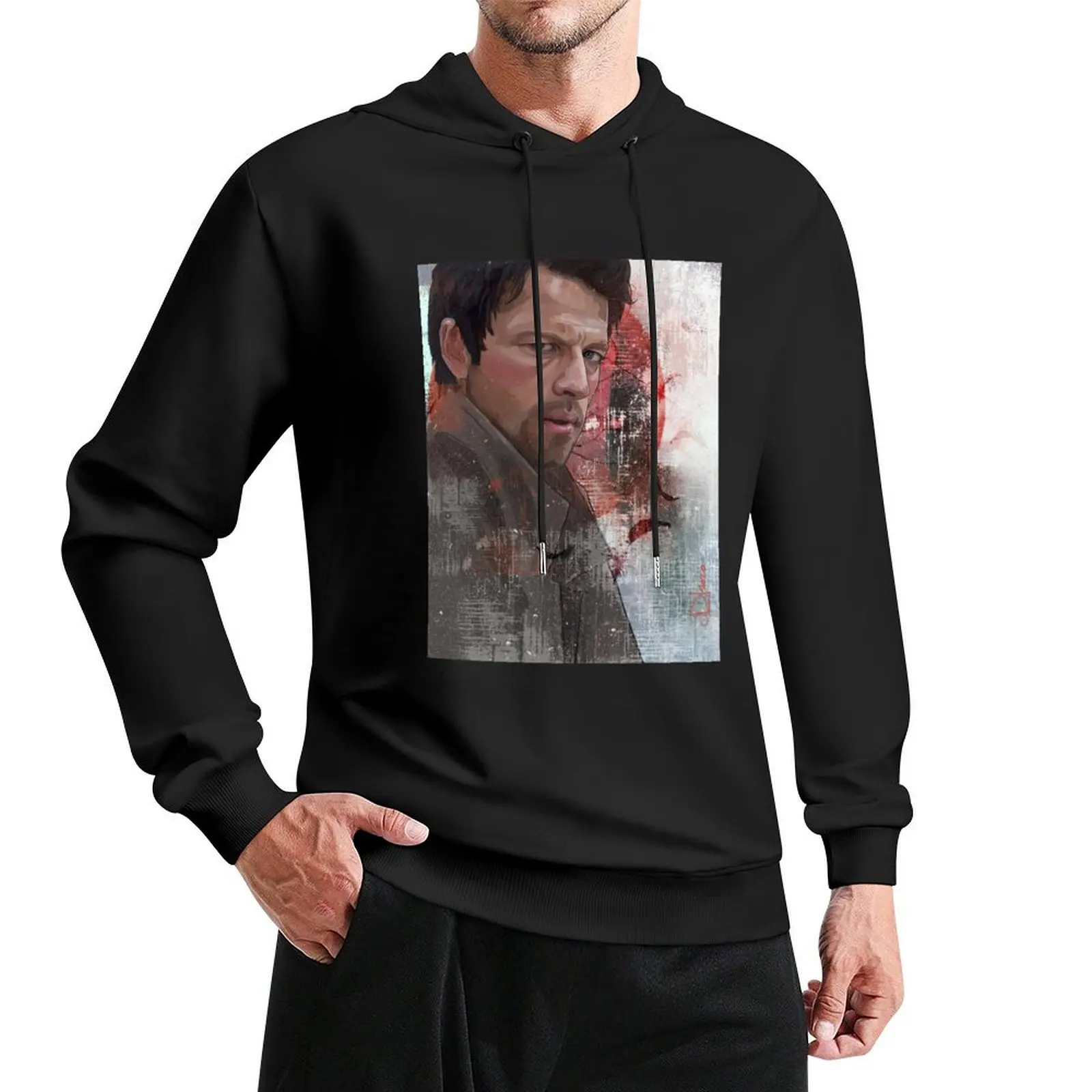 

Castiel Portrait With Grunge Pullover Hoodie winter clothes graphic hoodies