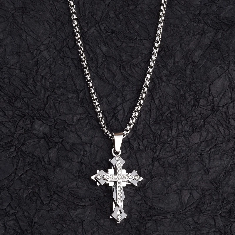 

High Quality Cross Titanium Steel Non Fading Necklace,Domineering and Trendy Men's hip-hop Pendant Chain,New Handsome Men Women