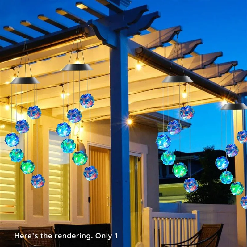 CQMF-Blue Colored Solar String Lights Outdoor Waterproof Wind Chimes Ball Light Effect For Garden Party Balcony