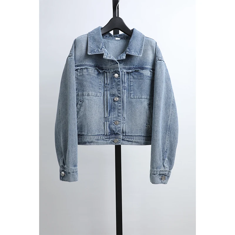 

Одежда Awei, новинка весны, женские повседневные прямые брюки, изношенные хлопковые джинсовые брюки или топ Jaet, длинный све, на пуговицах