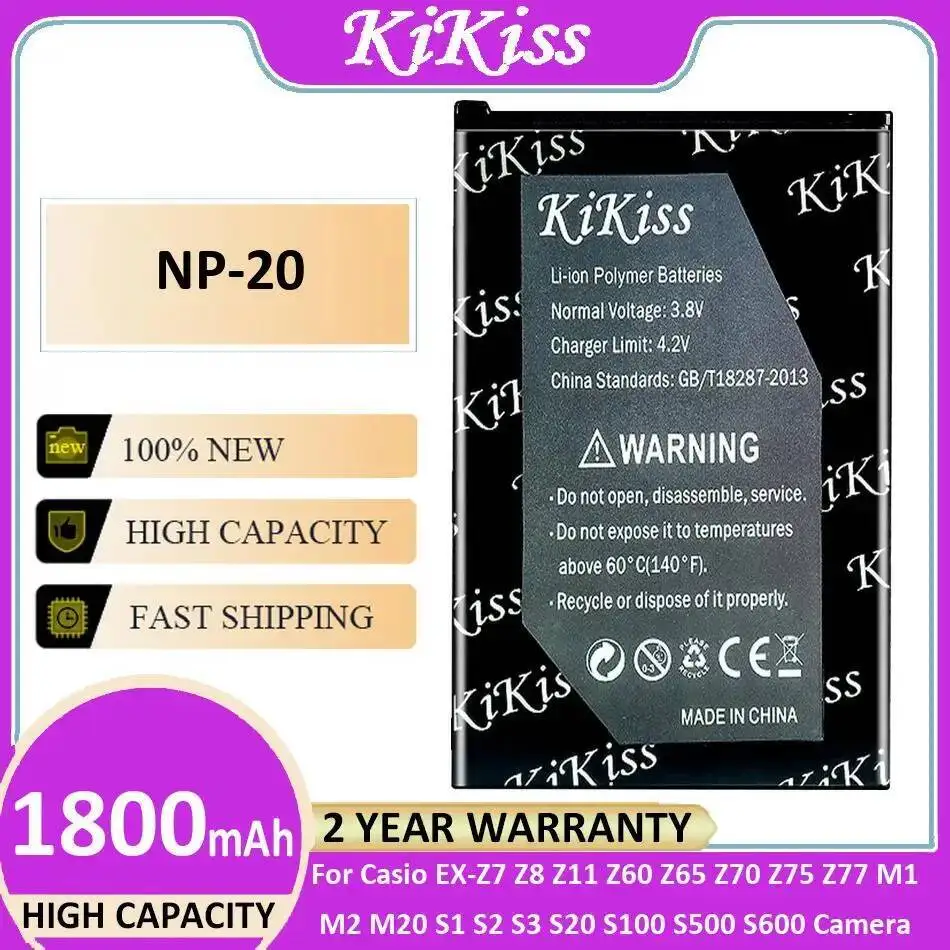 

Camera Battery NP-20 1800Mah For Casio EX-Z7 Z8 Z11 Z60 Z65 Z70 Z75 Z77 M1 M2 M20 S1 S2 S3 S20 S100 S500 S600
