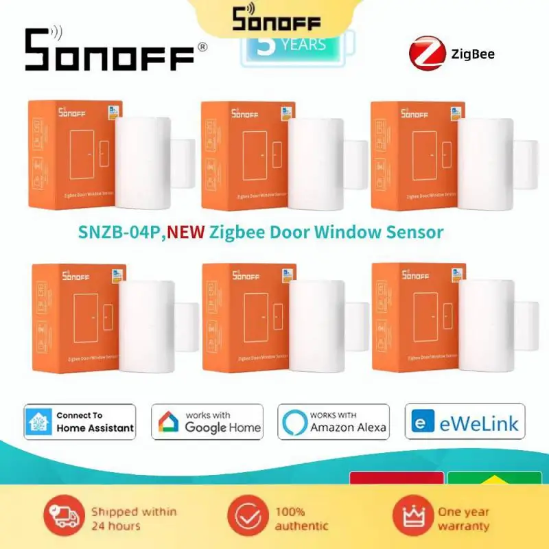 Sonoff-zigbeeドアおよびウィンドウセンサー,SNZB-04P,バッテリー寿命,Alexa互換,Google Home Assistant, Smartthings Alice Hub, 5年,1〜10