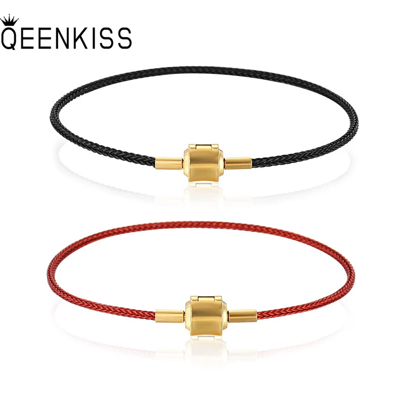 QEENKISS Wire Stainless Steel Bracelet Bangle 16/17/18/19/20cm DIY Making For Girl Children Jewelry Accessories Wholesale AC516