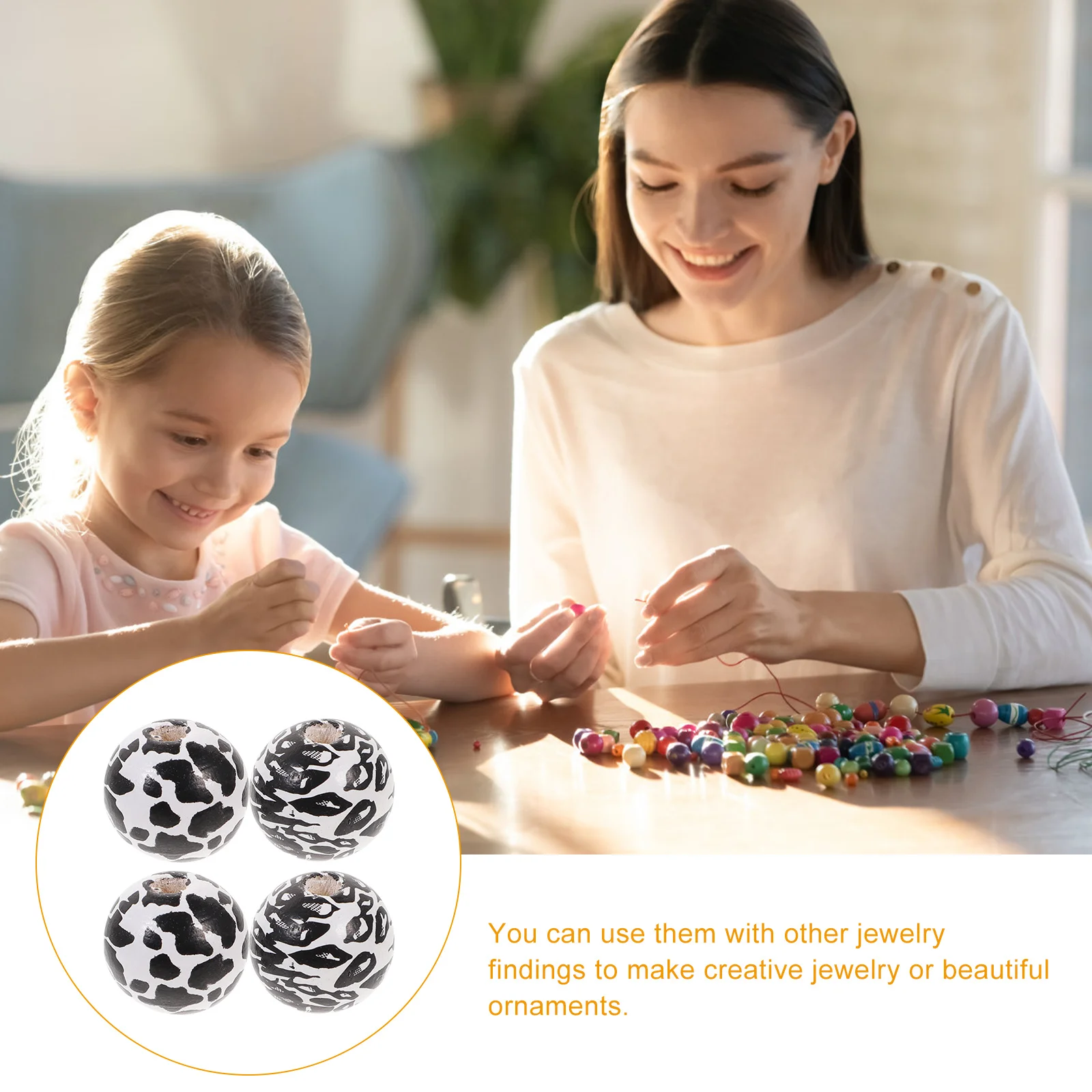 

50Pcs Wood Beads Natural Round Wooden Beads with Pre-Drilled Holes for DIY Jewelry Garland Crafts Loose Bead Charm