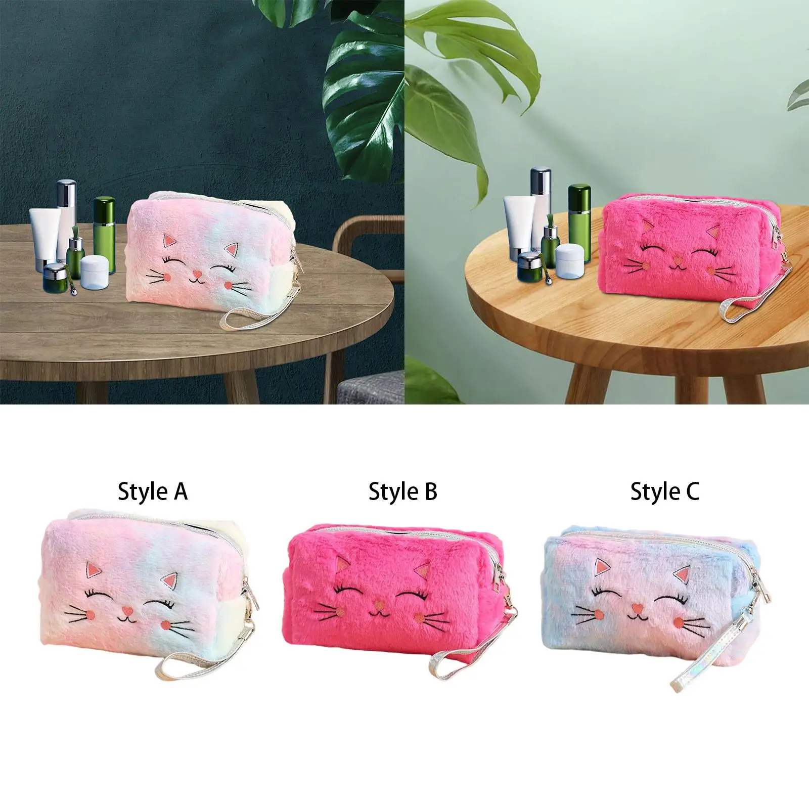 Lovely Plush Cosmetic Bag for Organizing Valentines Day Gifts Brush Organizer Travel Portable Toiletry Bag Makeup Organizer Bag image 2