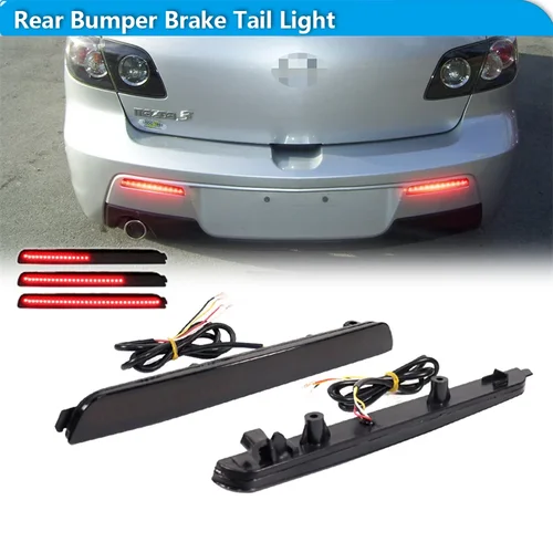 Para Mazda 3 2004 2005 2006 2007 2008 2009 Reflector de parachoques trasero LED rojo luces traseras/frenos luces antiniebla traseras con señal de giro dinámica