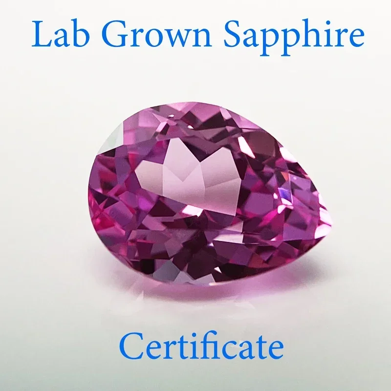 

Top Lab Grown Sapphire Pear Shaped Pink Blue VVS1 Gemstones for Charms Jewelry DIY Making Materials Selectable AGL Certificate