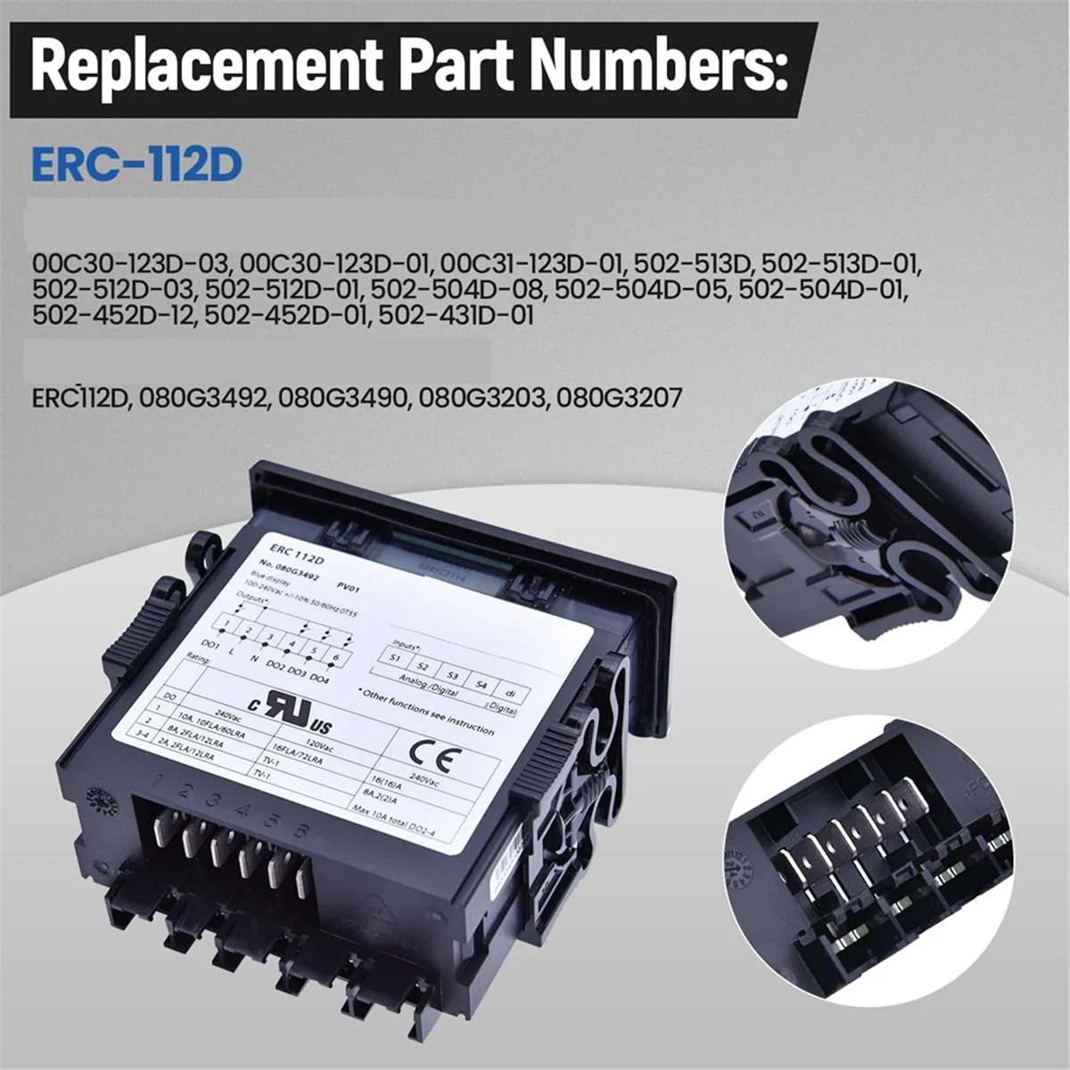 AA98 ERC112D Temperature Controller Kit, Electronic Refrigeration Controller with Dual Sensor Probes,00C30-123D-03 080G3492