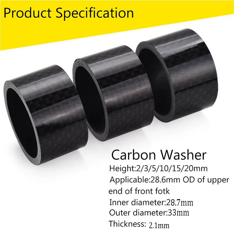 11pc set Carbon Fiber Bicycle Washer 3/5/10/15/20mm Headset Stem washer Spacer 1-1/8