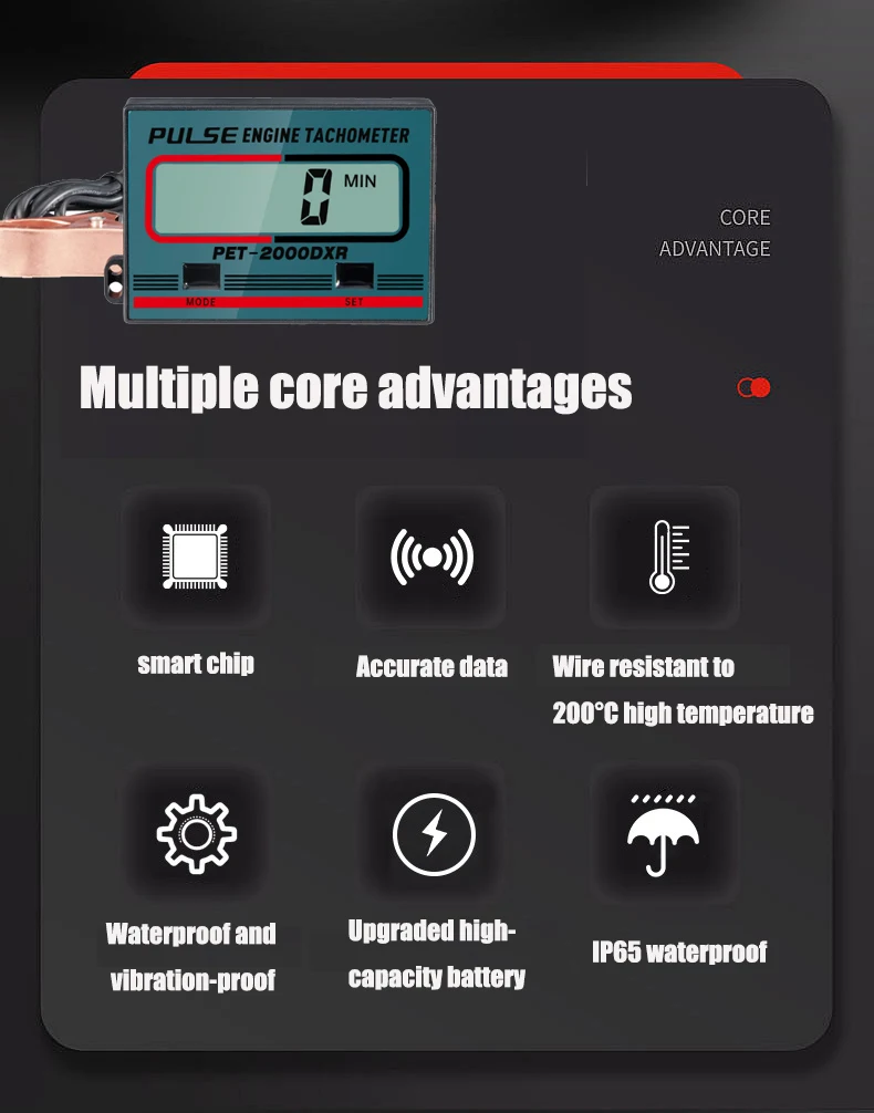 Digital Tachometer Chainsaw Tachometer Tach Gauge Large Screen Display Pulse Speedometer for Chain Saw Lawn Mower Motorcycle