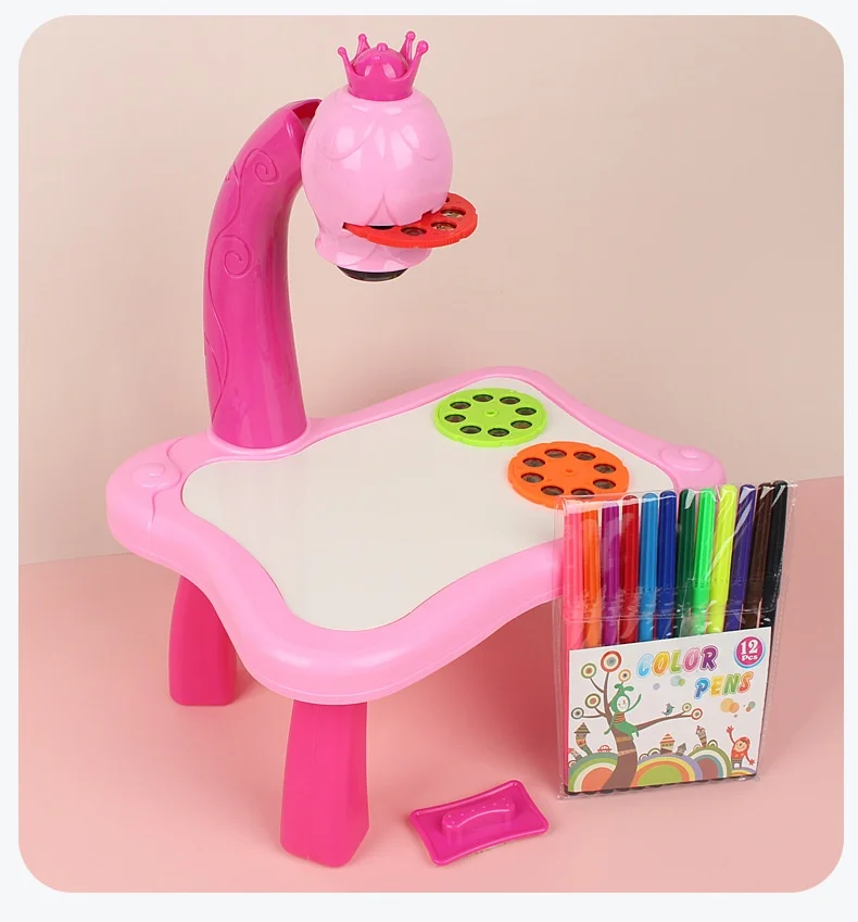 Led Projector Drawing Table  Early Childhood Education Painting Board Desk With  Music Educational Learning Erasable Painting Ta