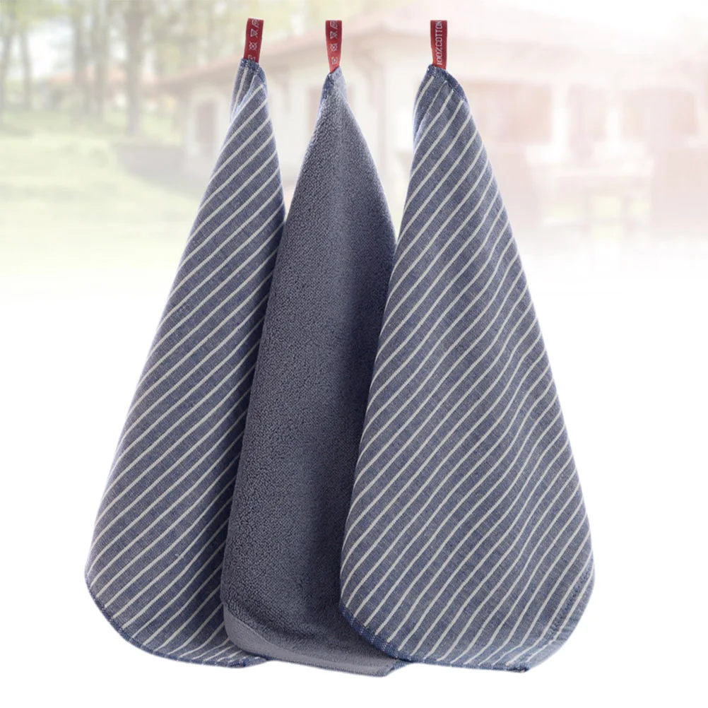 

3 pcs Thick Striped Towel Cotton Washcloths Absorbent Fade Resistant For Face Hand Bathroom Kitchen Barber Shop Use
