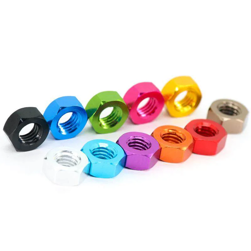 6061 Aluminum Alloy 316 Stainless Steel Hex Thin Nuts Assortment Fine Thread Flat Nut Anodized Colorful Fasteners