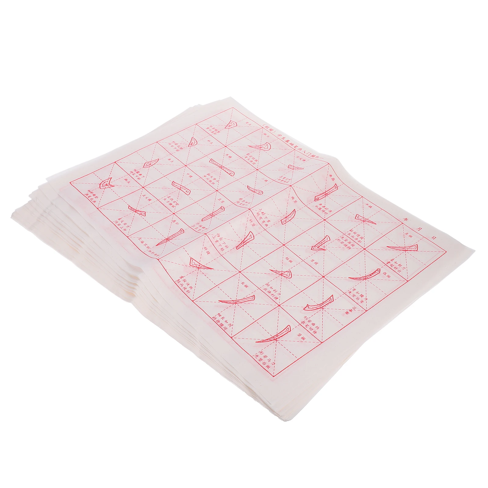 

30 Sheets Chinese Calligraphy Practice Paper Rice Material Ink Holding Embossed Handwriting Copybook Supplies