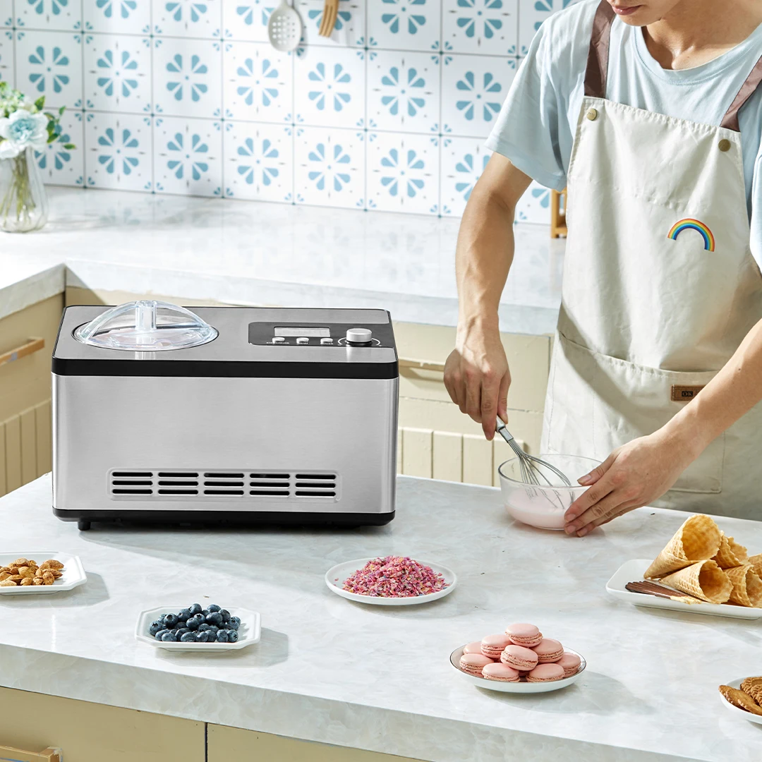 ماكينة صنع الآيس كريم الأوتوماتيكية SucceBuy مع ضاغط مدمج 2 كوارت بدون ماكينة زبادي الفواكه قبل التجمد ماكينة صنع شربات كهربائية #2