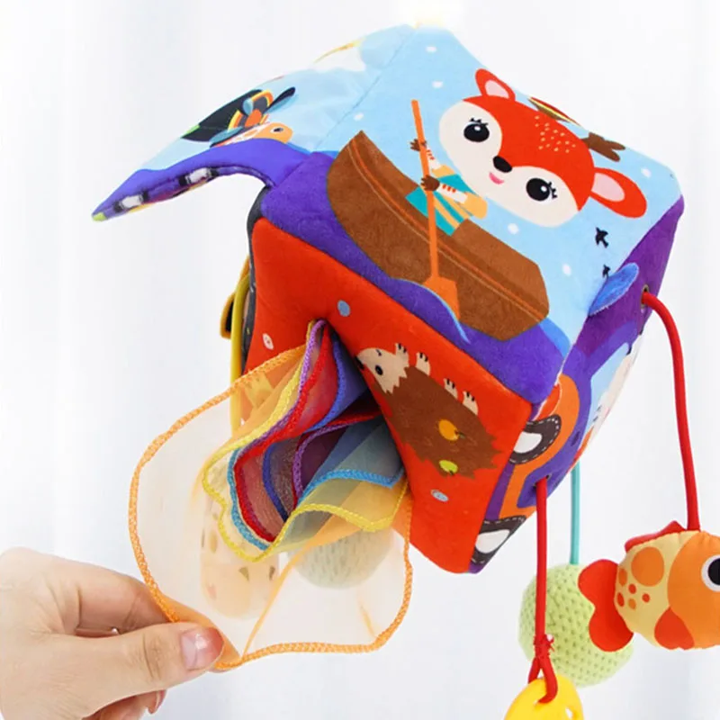 Newborn Baby Sensory Hanging Rattles Soft Early Learning Toys Kids Plush Stroller Infant Car Bed Crib with Teether for Toddlers