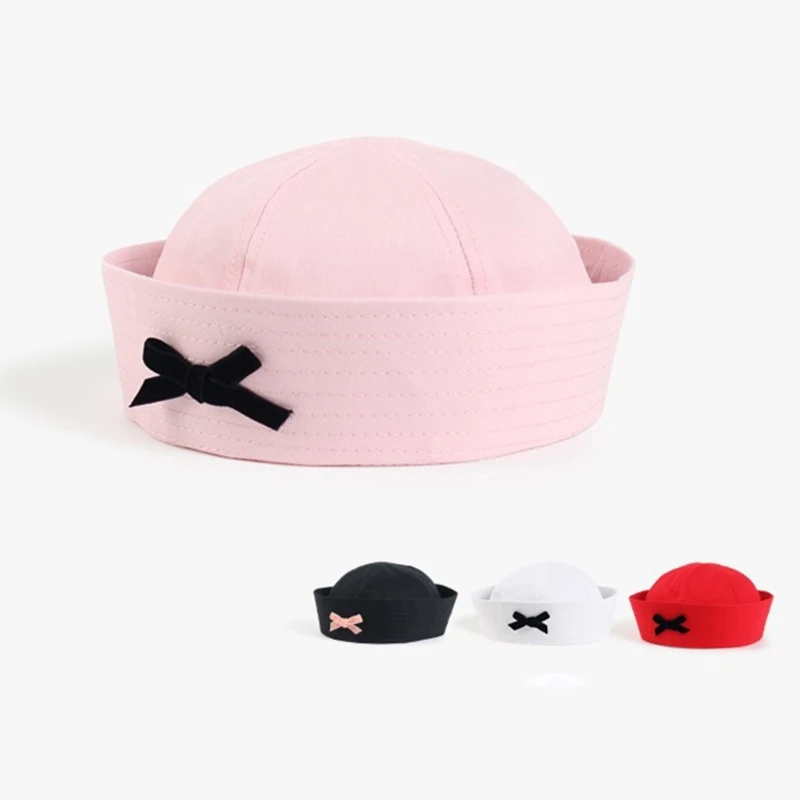 JK Uniform Hat for Women Breathable Hat Popular Girl Bowknot Domed Hat Subculture Roleplaying Headwear