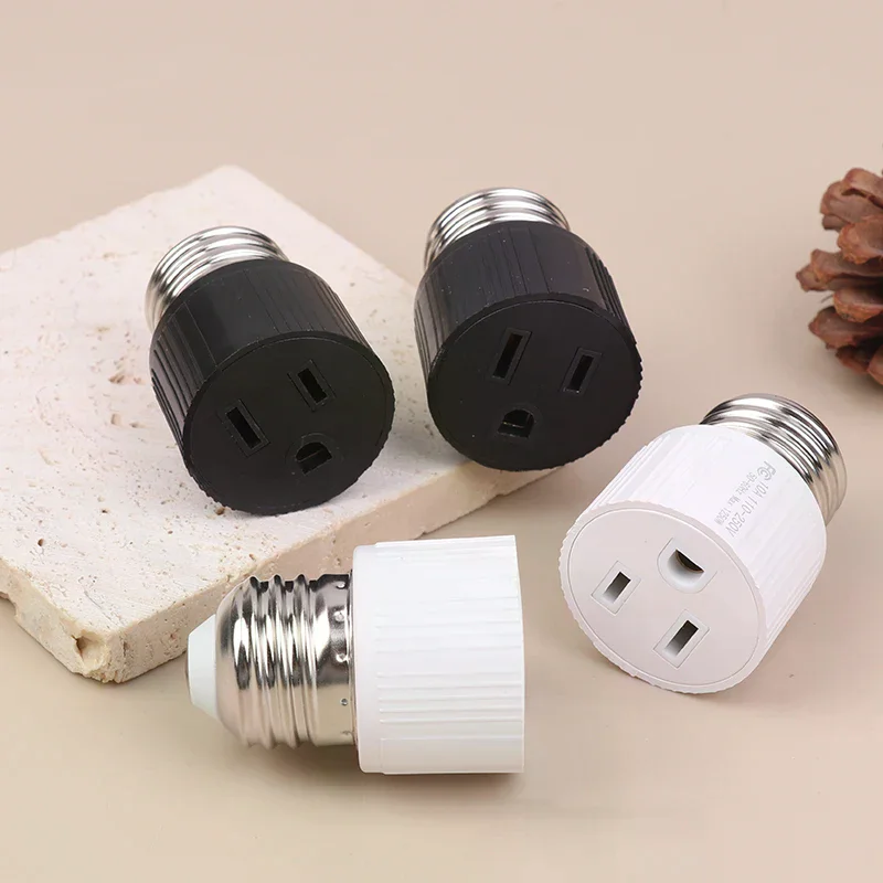 2Pcs E26/E27/B22 3Prong Light Socket Outlet Adapter Plug Light Socket To Plug Adapter Bulb Base Adapter 1250W Heat-resistant