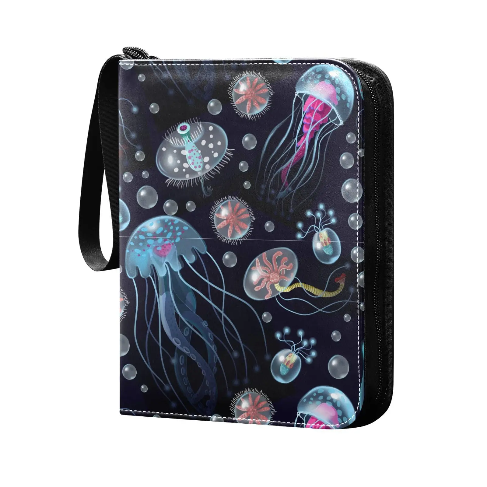 

Jellyfish Card Binder 4 Pocket Cards Binder, 400 Double Sided Pocket Album for Sport Game Cards, Unique Card Collection Storage